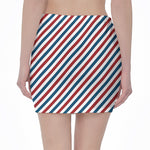 USA Patriotic Striped Pattern Print Pencil Mini Skirt