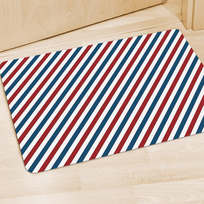 USA Patriotic Striped Pattern Print Polyester Doormat