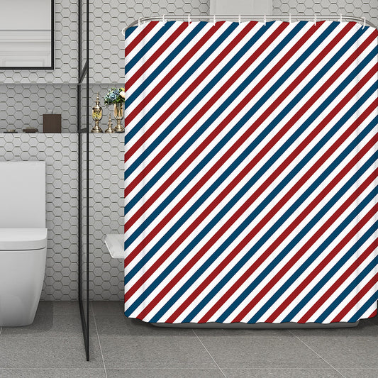 USA Patriotic Striped Pattern Print Polyester Shower Curtain