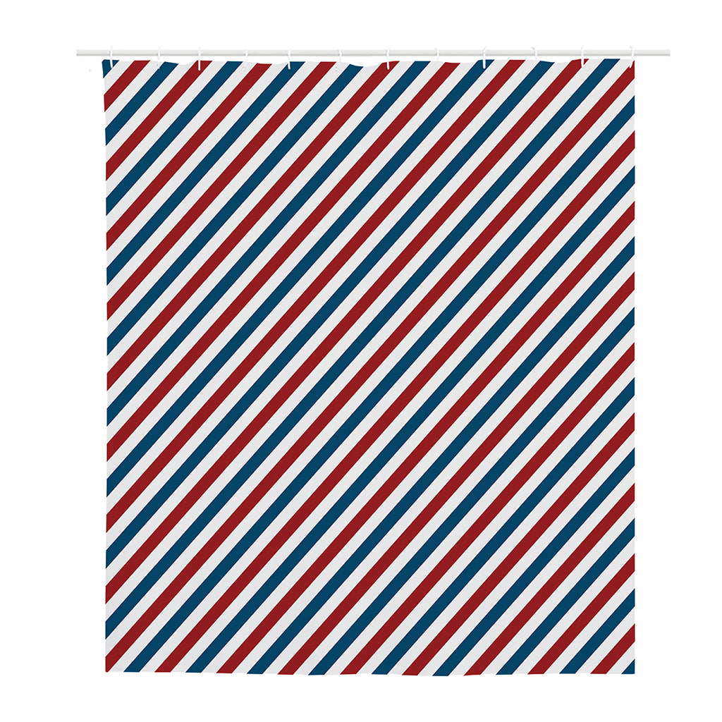 USA Patriotic Striped Pattern Print Polyester Shower Curtain
