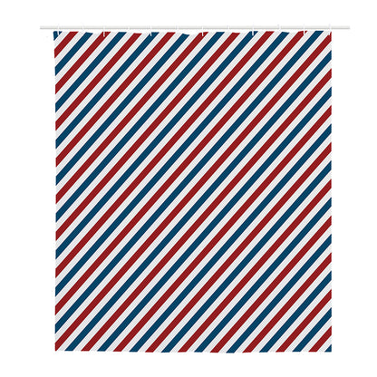 USA Patriotic Striped Pattern Print Polyester Shower Curtain