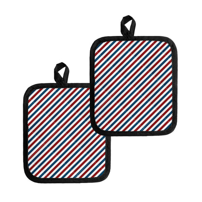 USA Patriotic Striped Pattern Print Pot Holders