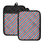 USA Patriotic Striped Pattern Print Pot Holders With Pocket