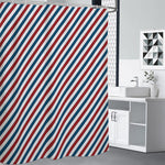 USA Patriotic Striped Pattern Print Premium Shower Curtain