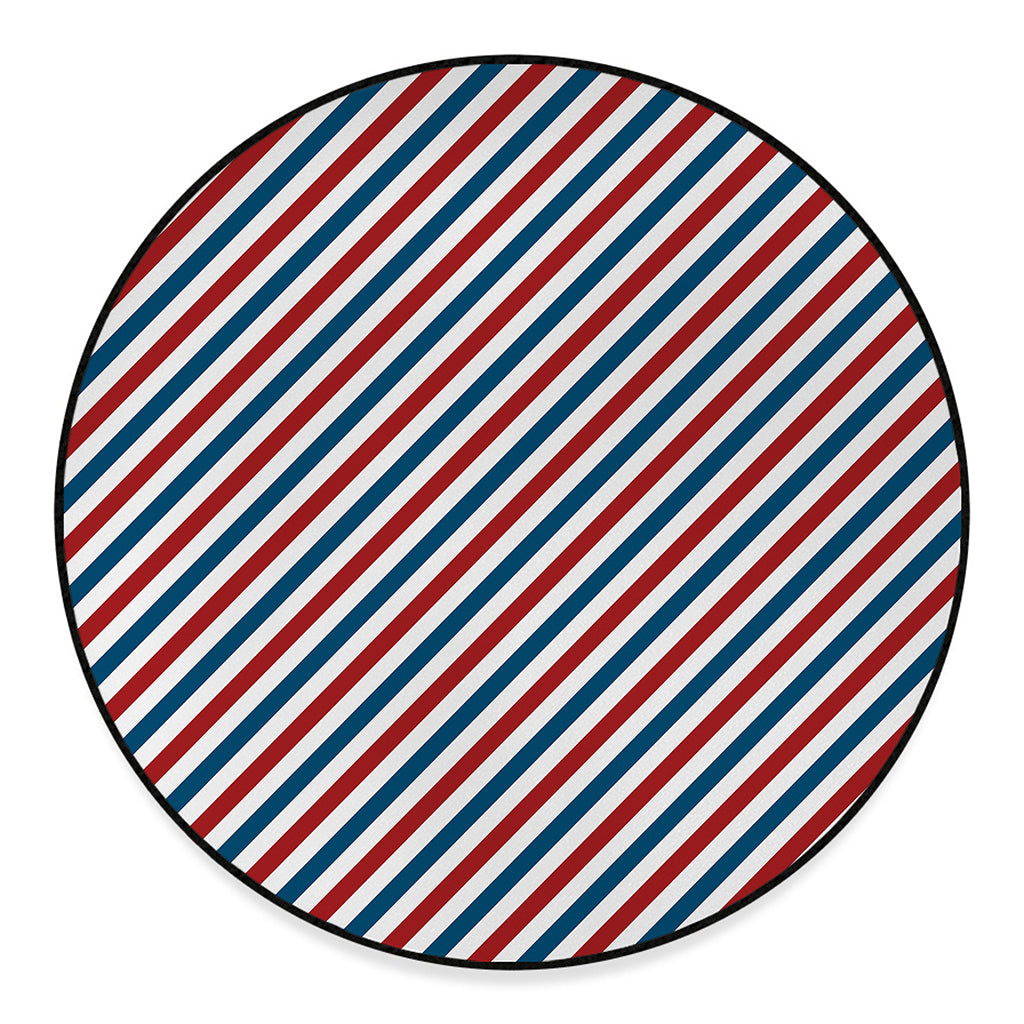 USA Patriotic Striped Pattern Print Round Floor Mat