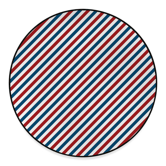 USA Patriotic Striped Pattern Print Round Floor Mat