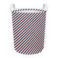 USA Patriotic Striped Pattern Print Round Laundry Basket