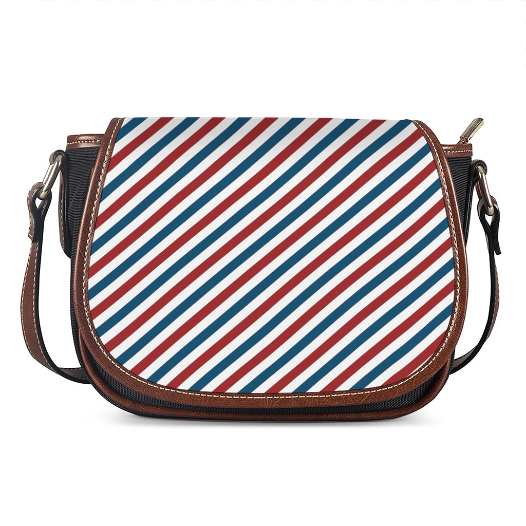 USA Patriotic Striped Pattern Print Saddle Bag