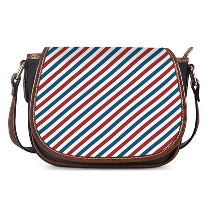 USA Patriotic Striped Pattern Print Saddle Bag