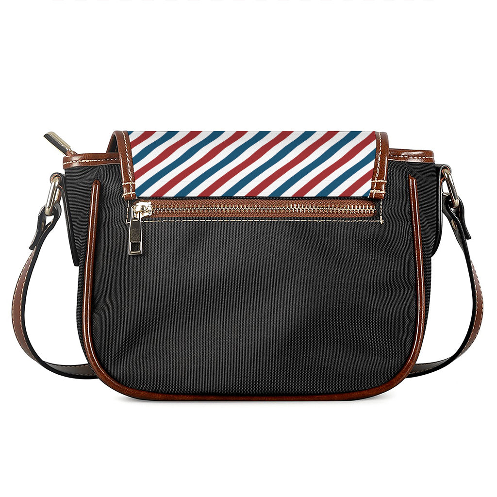 USA Patriotic Striped Pattern Print Saddle Bag