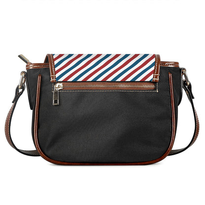 USA Patriotic Striped Pattern Print Saddle Bag