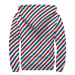 USA Patriotic Striped Pattern Print Sherpa Lined Zip Up Hoodie
