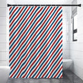 USA Patriotic Striped Pattern Print Shower Curtain