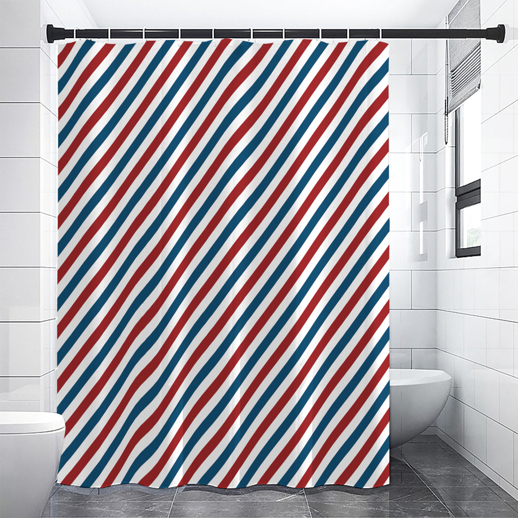USA Patriotic Striped Pattern Print Shower Curtain