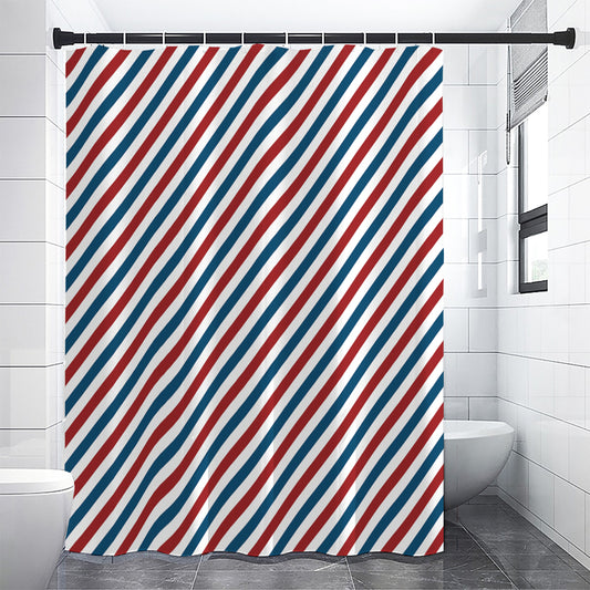 USA Patriotic Striped Pattern Print Shower Curtain
