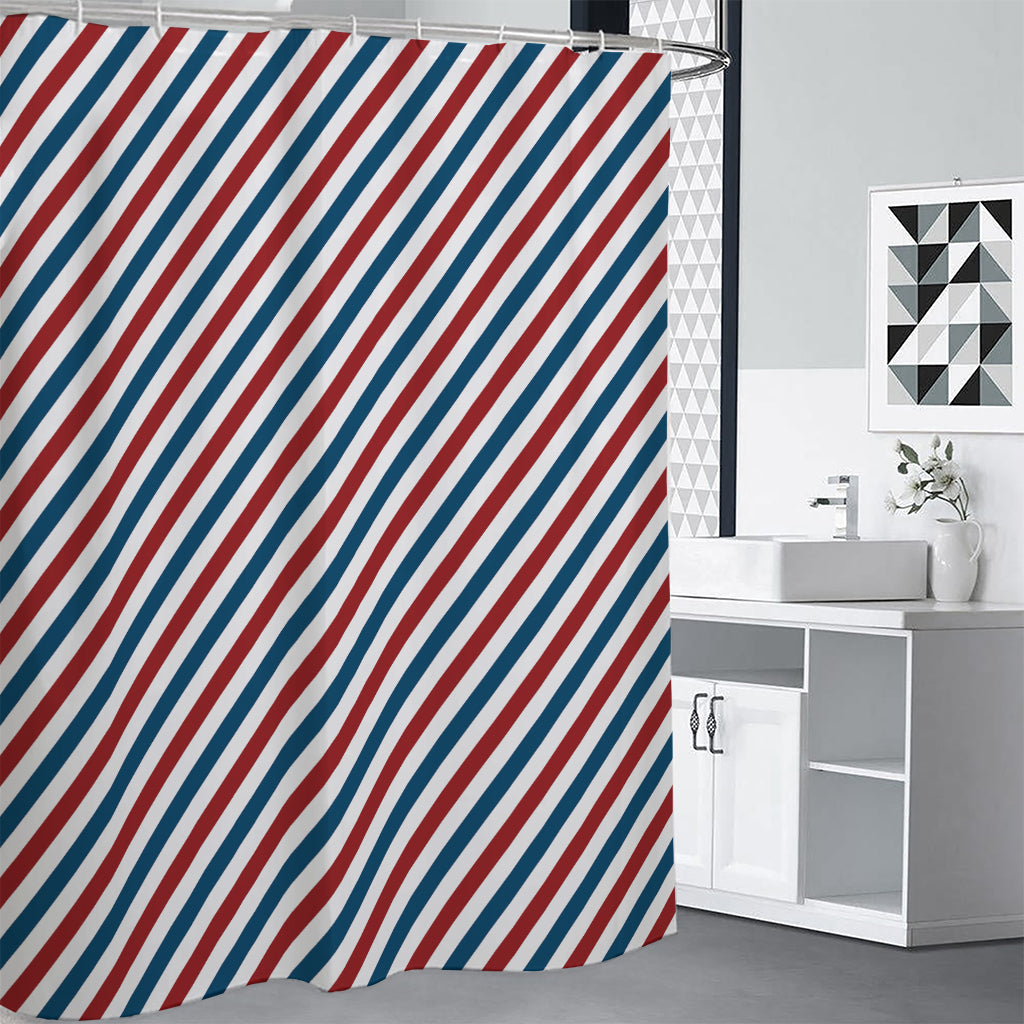USA Patriotic Striped Pattern Print Shower Curtain