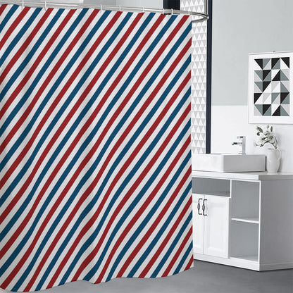 USA Patriotic Striped Pattern Print Shower Curtain