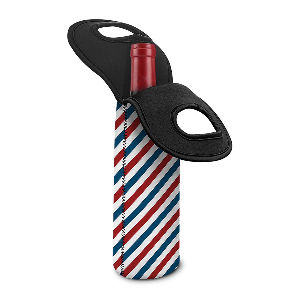 USA Patriotic Striped Pattern Print Single Neoprene Wine Tote