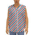 USA Patriotic Striped Pattern Print Sleeveless Baseball Jersey