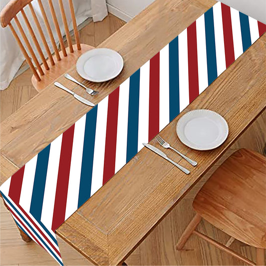 USA Patriotic Striped Pattern Print Table Runner