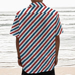 USA Patriotic Striped Pattern Print Textured Short Sleeve Shirt
