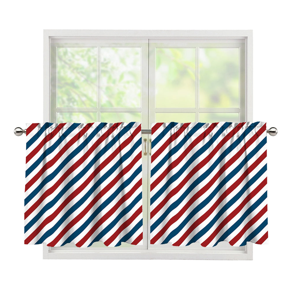 USA Patriotic Striped Pattern Print Tier Curtains