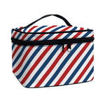 USA Patriotic Striped Pattern Print Travel Makeup Bag
