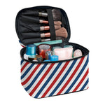 USA Patriotic Striped Pattern Print Travel Makeup Bag