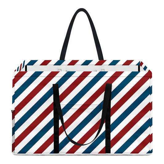 USA Patriotic Striped Pattern Print Utility Tote Bag