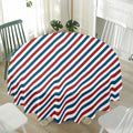 USA Patriotic Striped Pattern Print Waterproof Round Tablecloth
