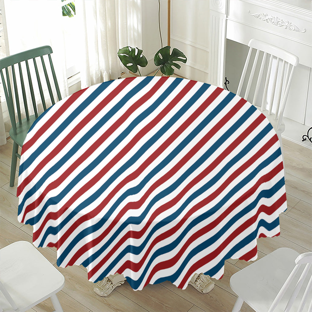 USA Patriotic Striped Pattern Print Waterproof Round Tablecloth