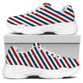 USA Patriotic Striped Pattern Print White Chunky Shoes