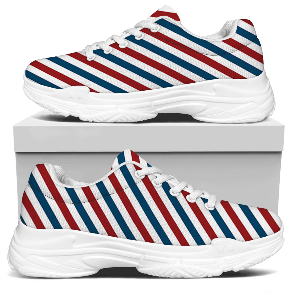 USA Patriotic Striped Pattern Print White Chunky Shoes