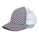 USA Patriotic Striped Pattern Print White Mesh Trucker Cap