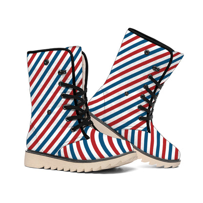 USA Patriotic Striped Pattern Print Winter Boots