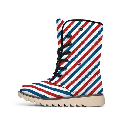 USA Patriotic Striped Pattern Print Winter Boots