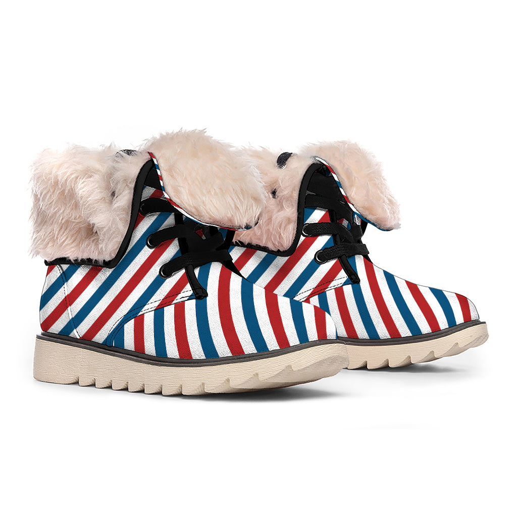 USA Patriotic Striped Pattern Print Winter Boots