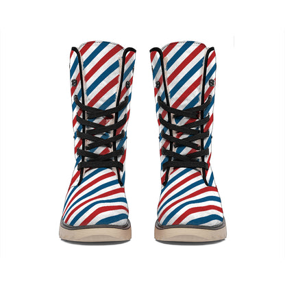 USA Patriotic Striped Pattern Print Winter Boots
