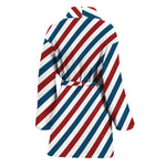 USA Patriotic Striped Pattern Print Women's Bathrobe