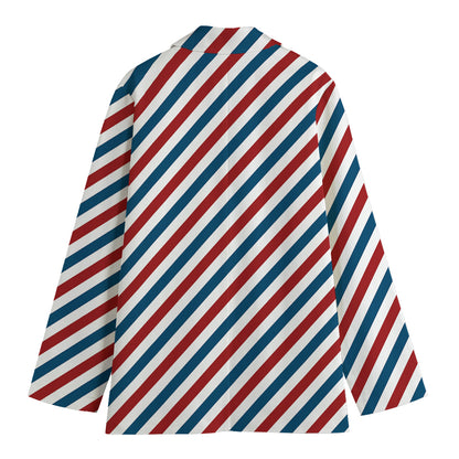 USA Patriotic Striped Pattern Print Women's Blazer