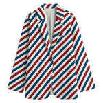 USA Patriotic Striped Pattern Print Women's Cotton Blazer