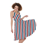 USA Patriotic Striped Pattern Print Women's Sleeveless Dress