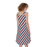 USA Patriotic Striped Pattern Print Women's Sleeveless Dress
