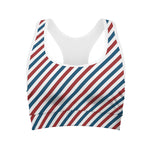 USA Patriotic Striped Pattern Print Women's Sports Bra