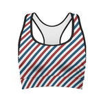 USA Patriotic Striped Pattern Print Women's Sports Bra