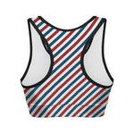 USA Patriotic Striped Pattern Print Women's Sports Bra