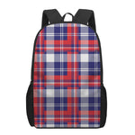 USA Plaid Pattern Print 17 Inch Backpack
