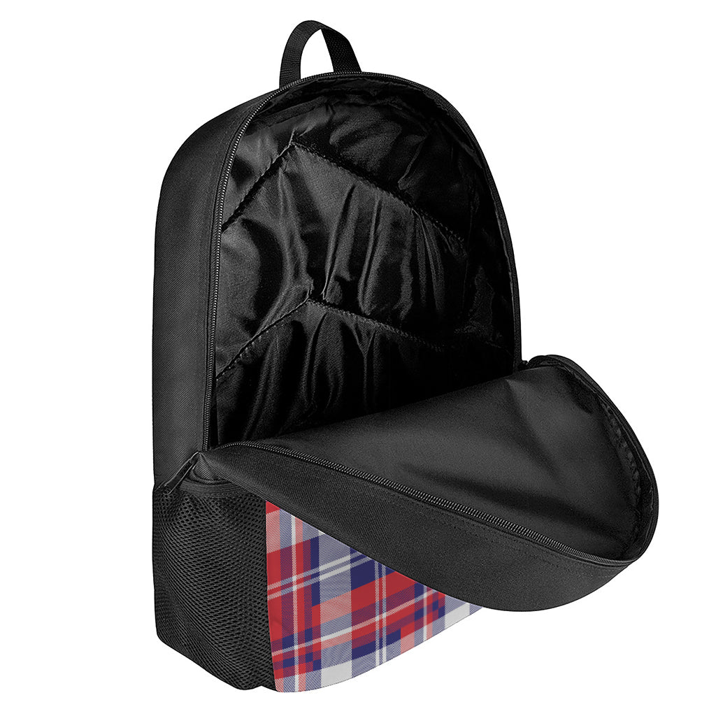 USA Plaid Pattern Print 17 Inch Backpack