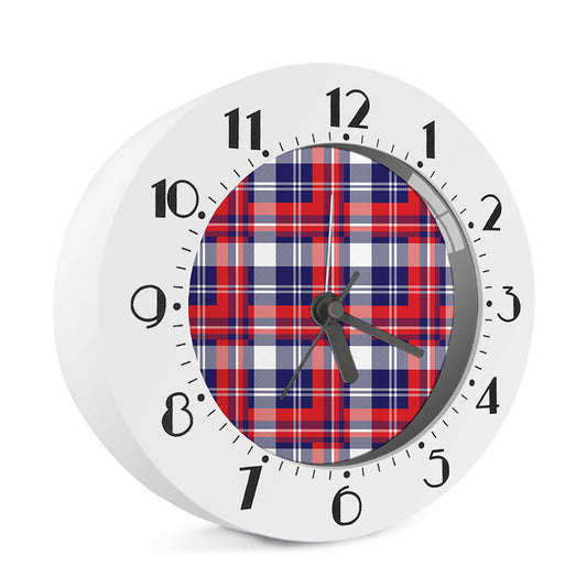 USA Plaid Pattern Print Alarm Clock