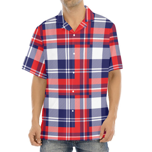 USA Plaid Pattern Print Aloha Shirt